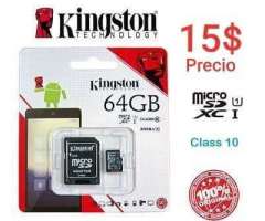 Memoria Micro Sd 64gb Kingston &#x2f; Clase 10 Nuevas selladas ORIGINALES &#x2f;s5 s6 s7 s 8 s ...